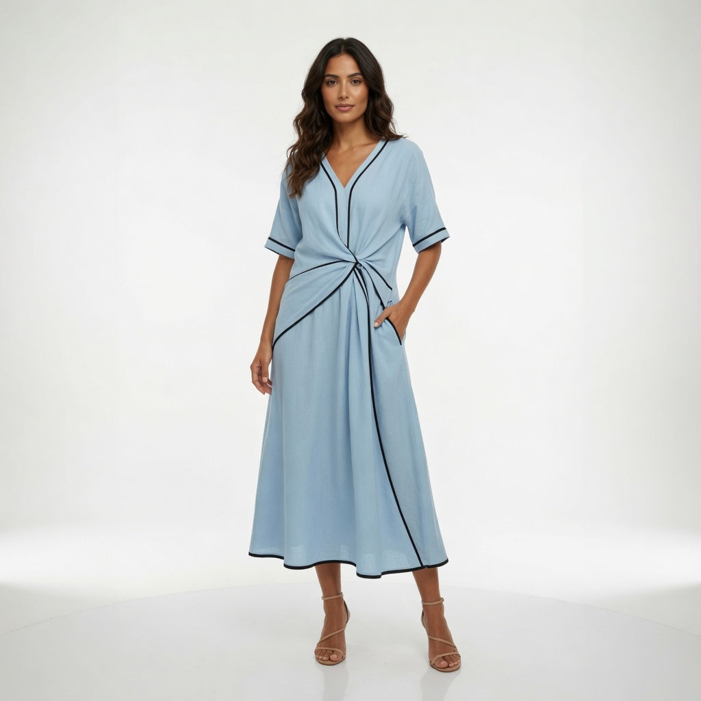 Vestido Nudo Azul Celeste